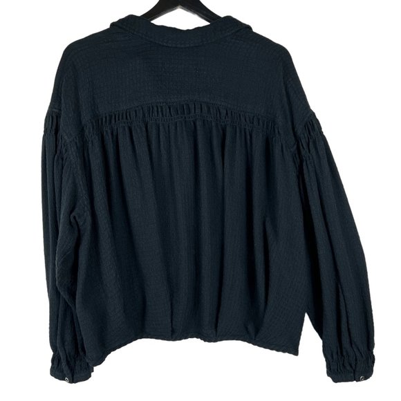 Free People We the Free Rockaway Oversized Crop Long Sleeve Shirt Black Size M - Picture 8 of 11